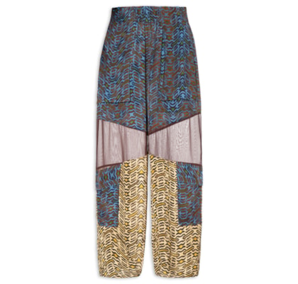 Calça Feminina De Seda e Georgette Estampada Cargo - Animal Print