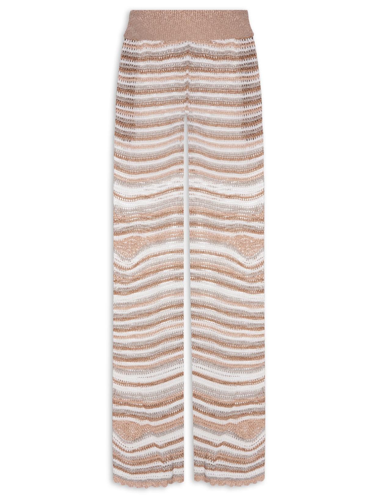 Calça Feminina De Tricot Ondas - Dourado