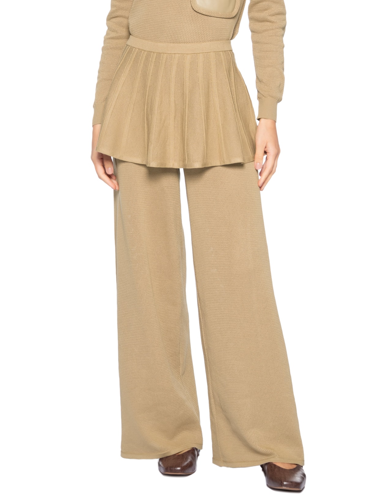 Calça Feminina De Tricot Telado Bege Coven