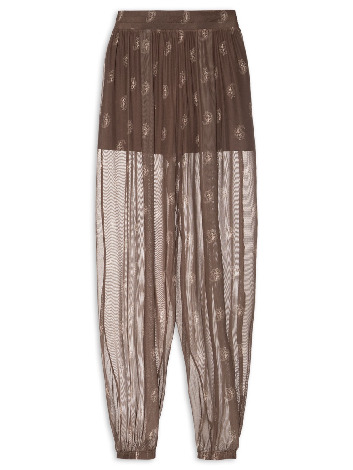 Calça Feminina De Tule Balloon Marrom Animale Jeans