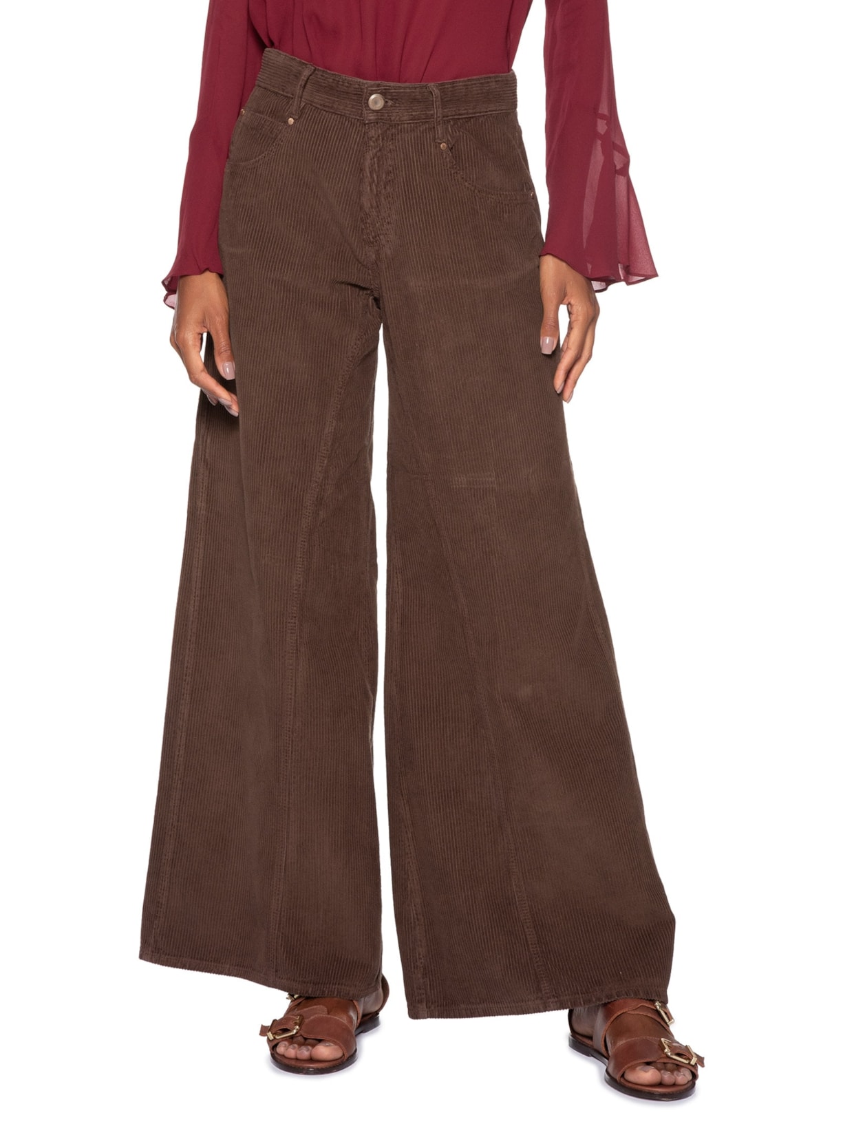 Calça Feminina De Veludo Dries Marrom Animale