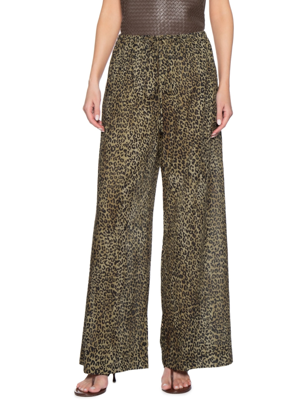 Calça Feminina de Voil Onça Manchas Marrom Animale