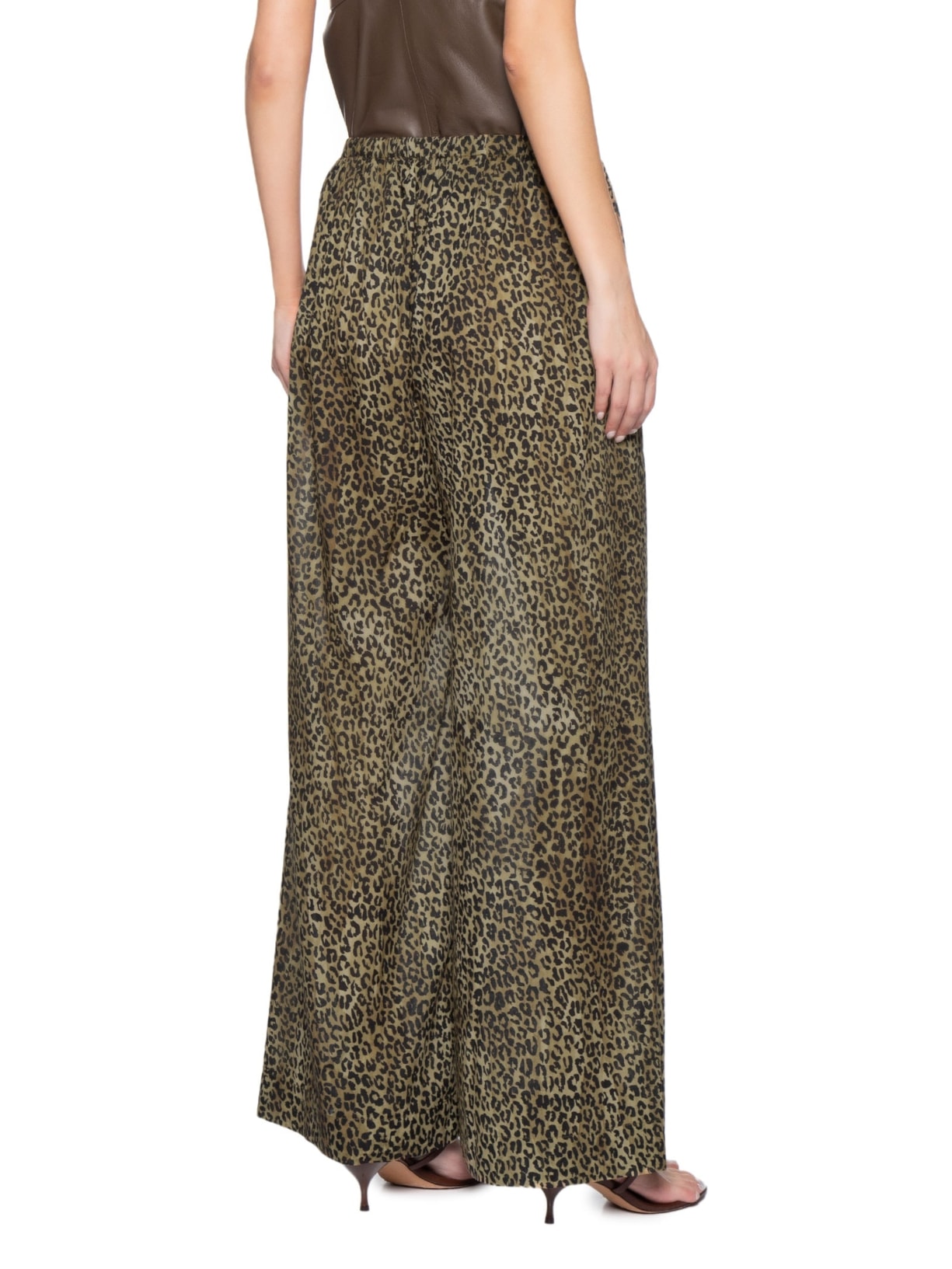 Calça Feminina de Voil Onça Manchas Marrom Animale