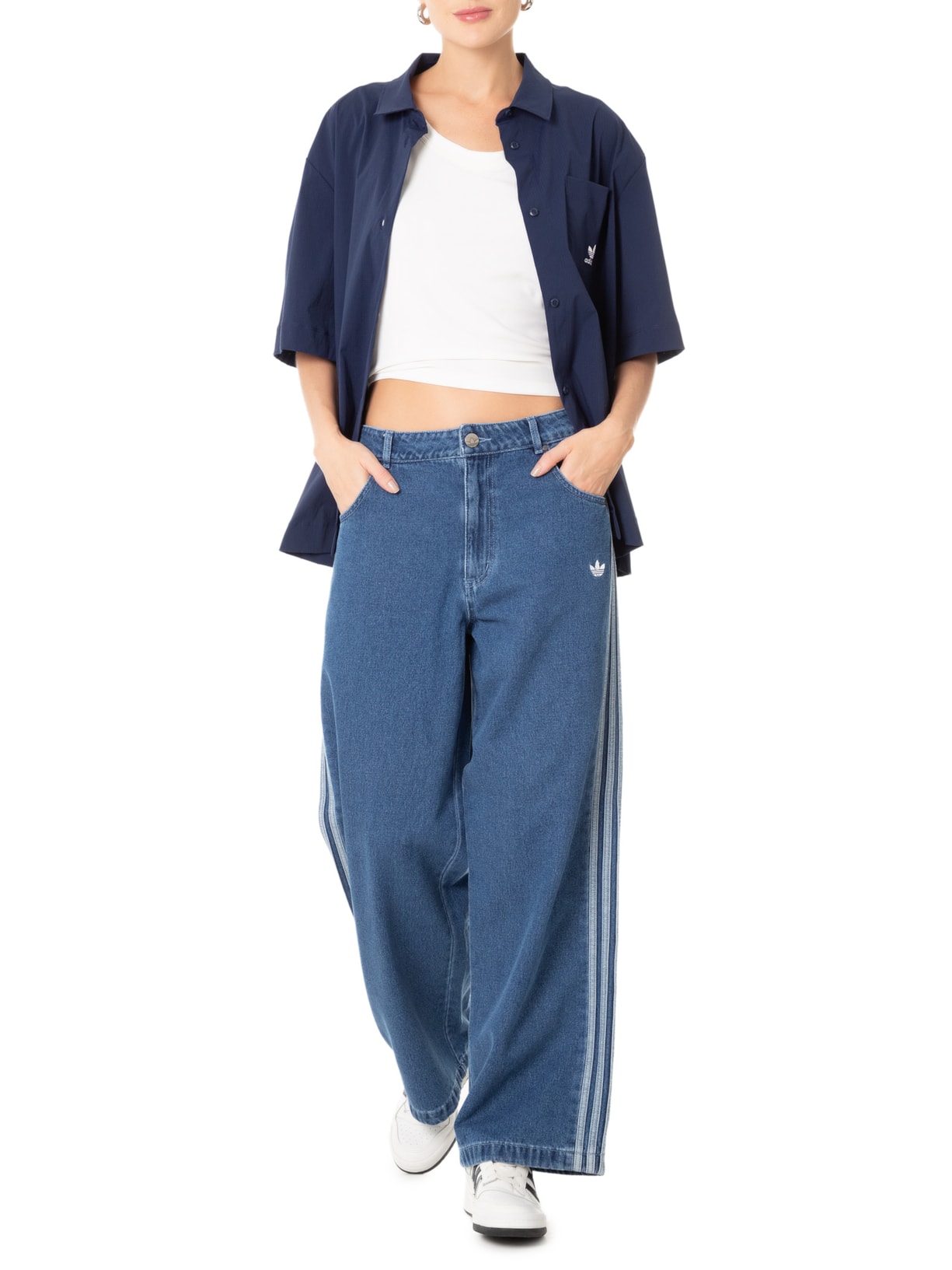 Calça Feminina Denim 3s Azul Adidas Originals