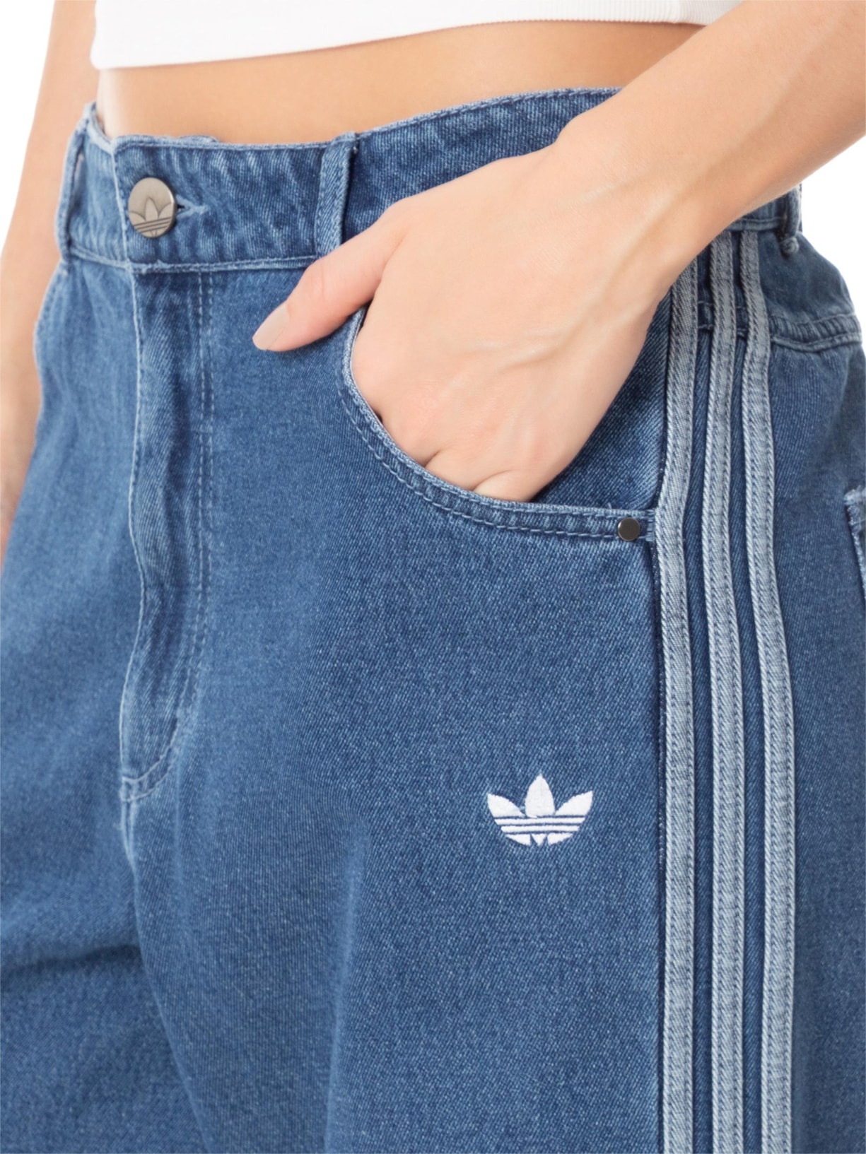 Calça Feminina Denim 3s Tp Azul Adidas Originals