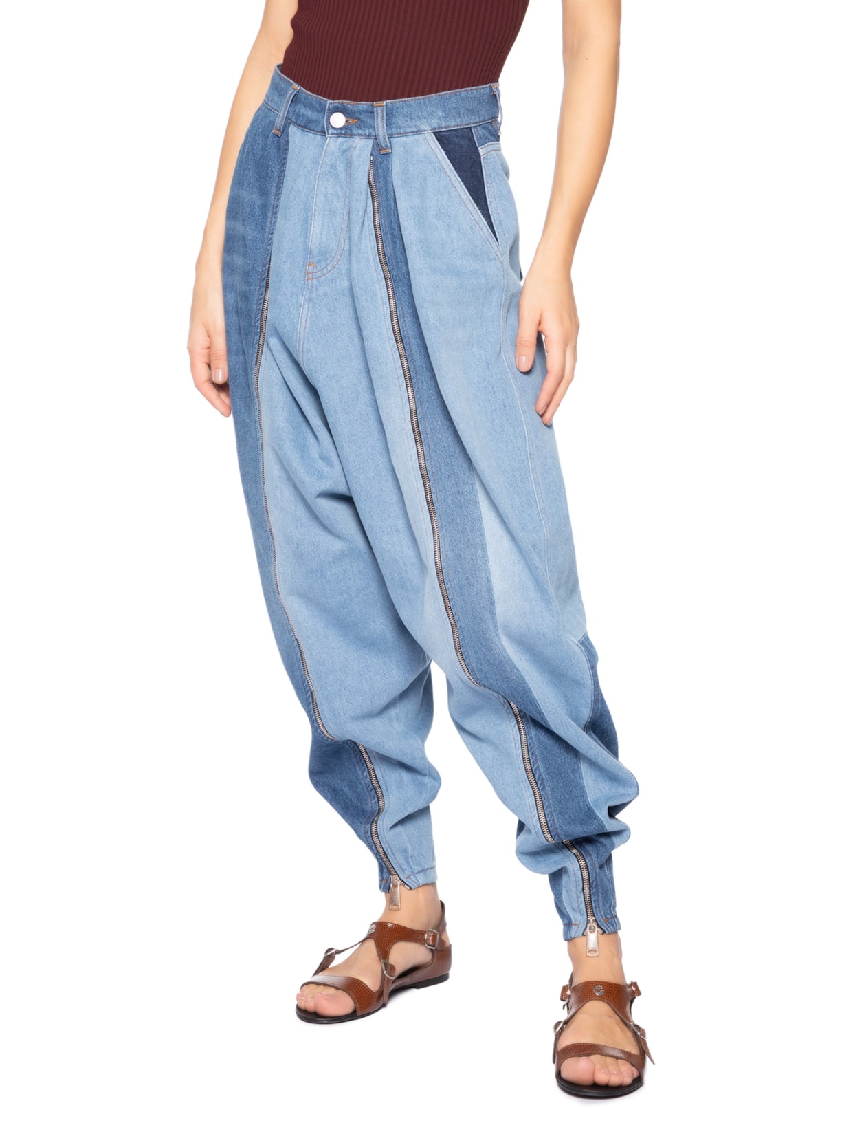 Calça Feminina Denim Patchwork Sarouel Pants Azul Coperni