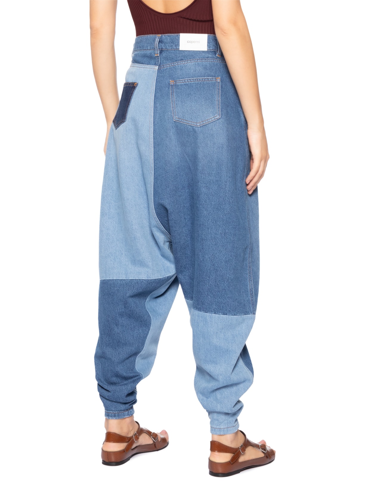 Calça Feminina Denim Patchwork Sarouel Pants Azul Coperni