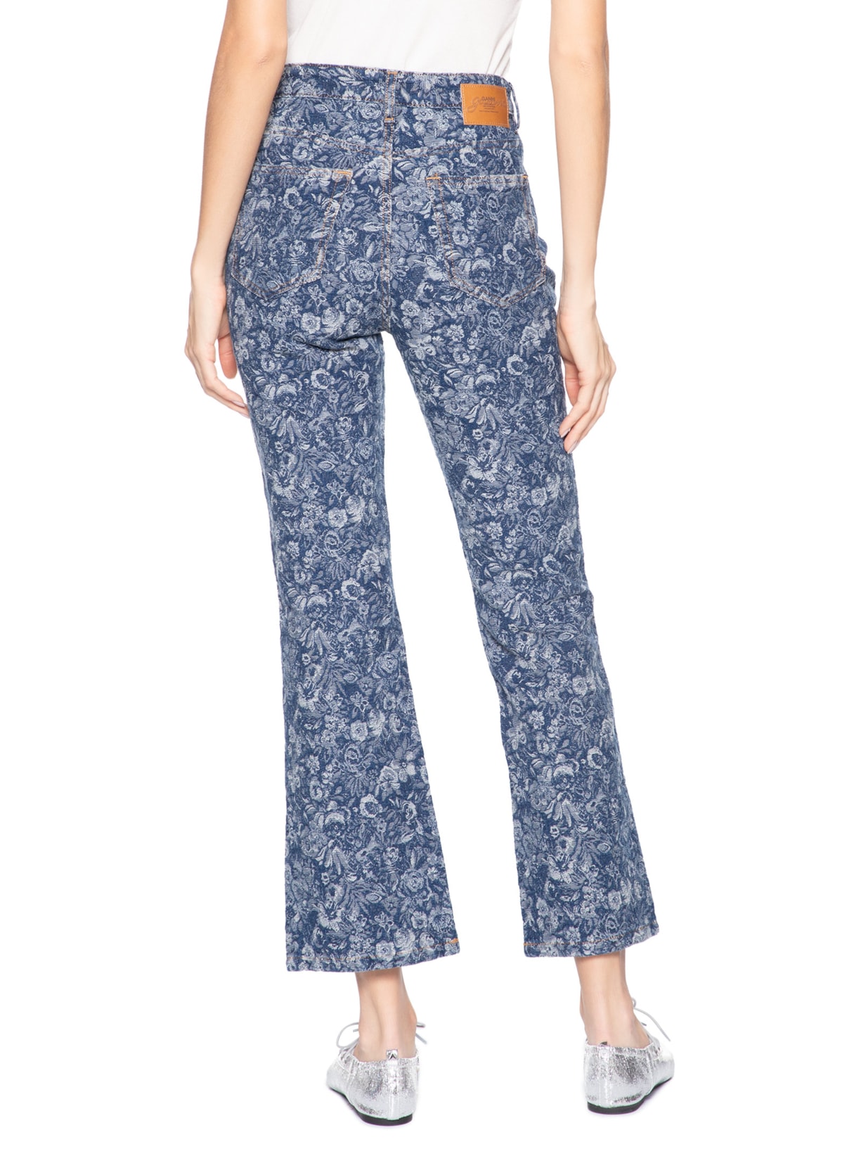Calça Feminina Denim Tapestry Betzy Cropped Azul Ganni