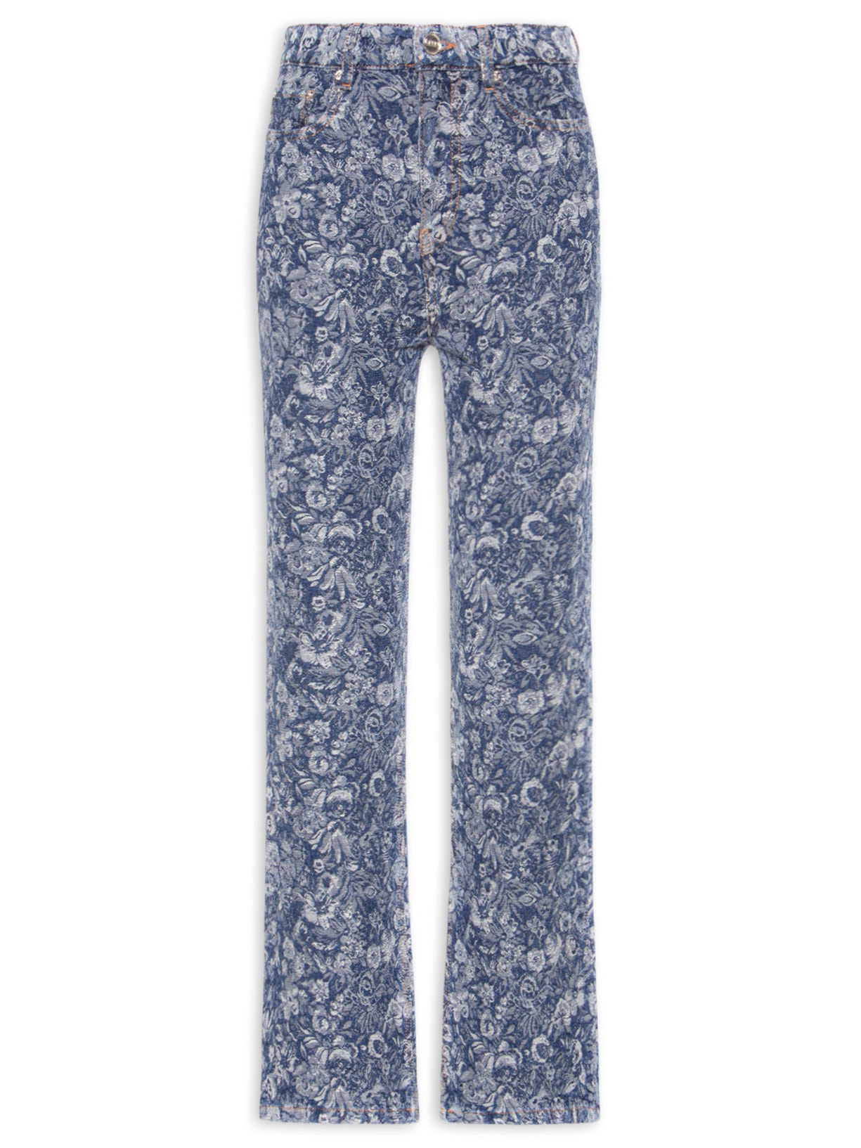 Calça Feminina Denim Tapestry Betzy Cropped Azul Ganni