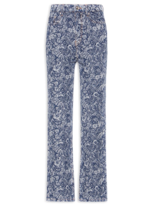 Calça Feminina Denim Tapestry Betzy Cropped - Azul