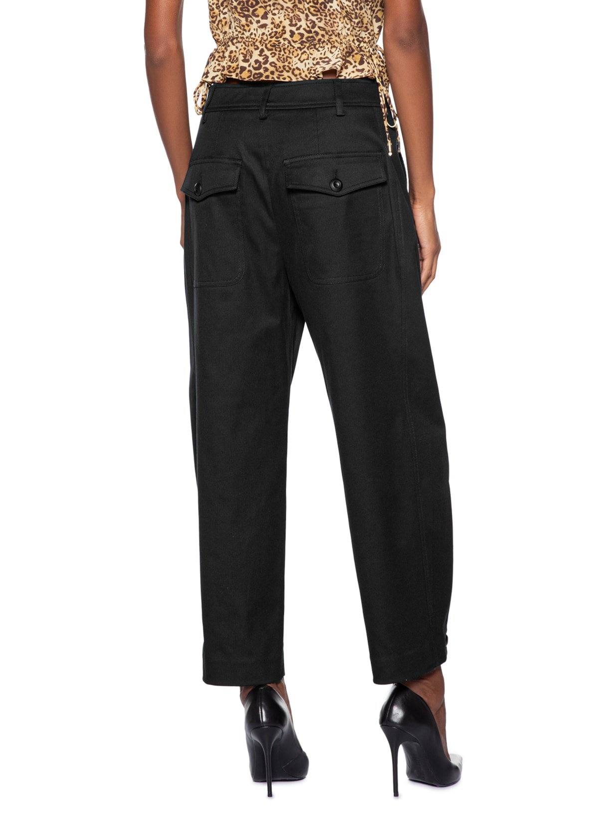 Calça Feminina Detalhe  Botões Na Barra Preto Animale
