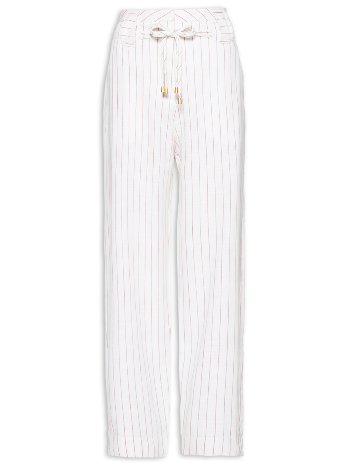 Calça Feminina Detalhe Cós Listras - Off White