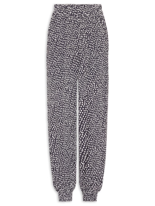 Calça Feminina Detalhe Vivos Estampado - Preto