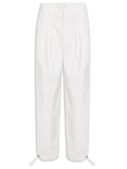 Calça Feminina Detalhes Pregas - Branco