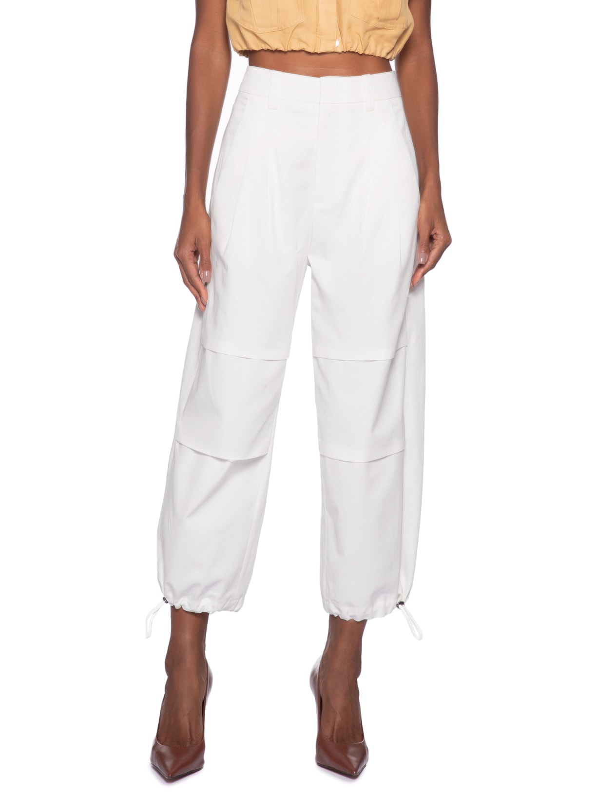 Calça Feminina Detalhes Pregas Branco Animale
