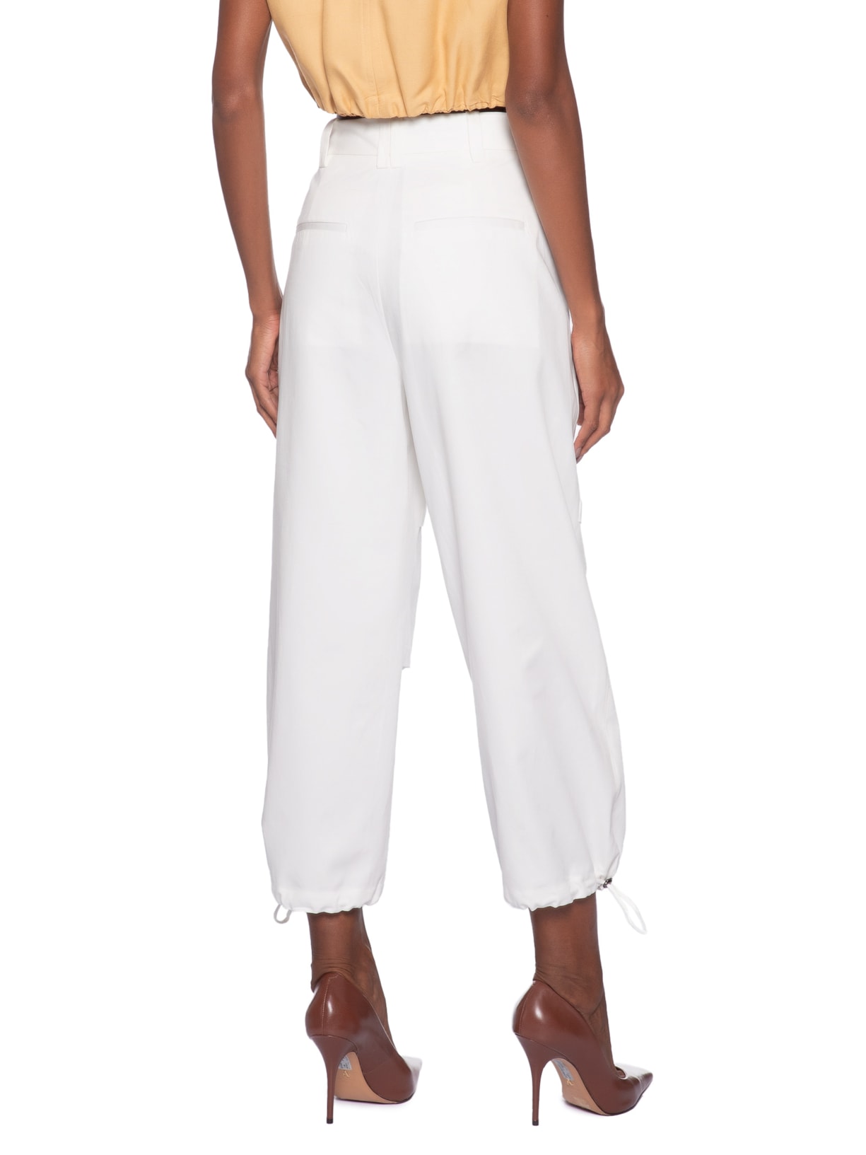Calça Feminina Detalhes Pregas Branco Animale