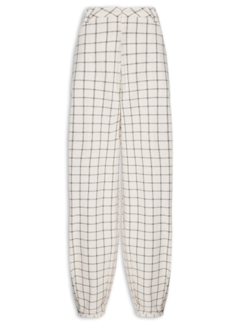 Calça Feminina Docas Xadrez - Off White