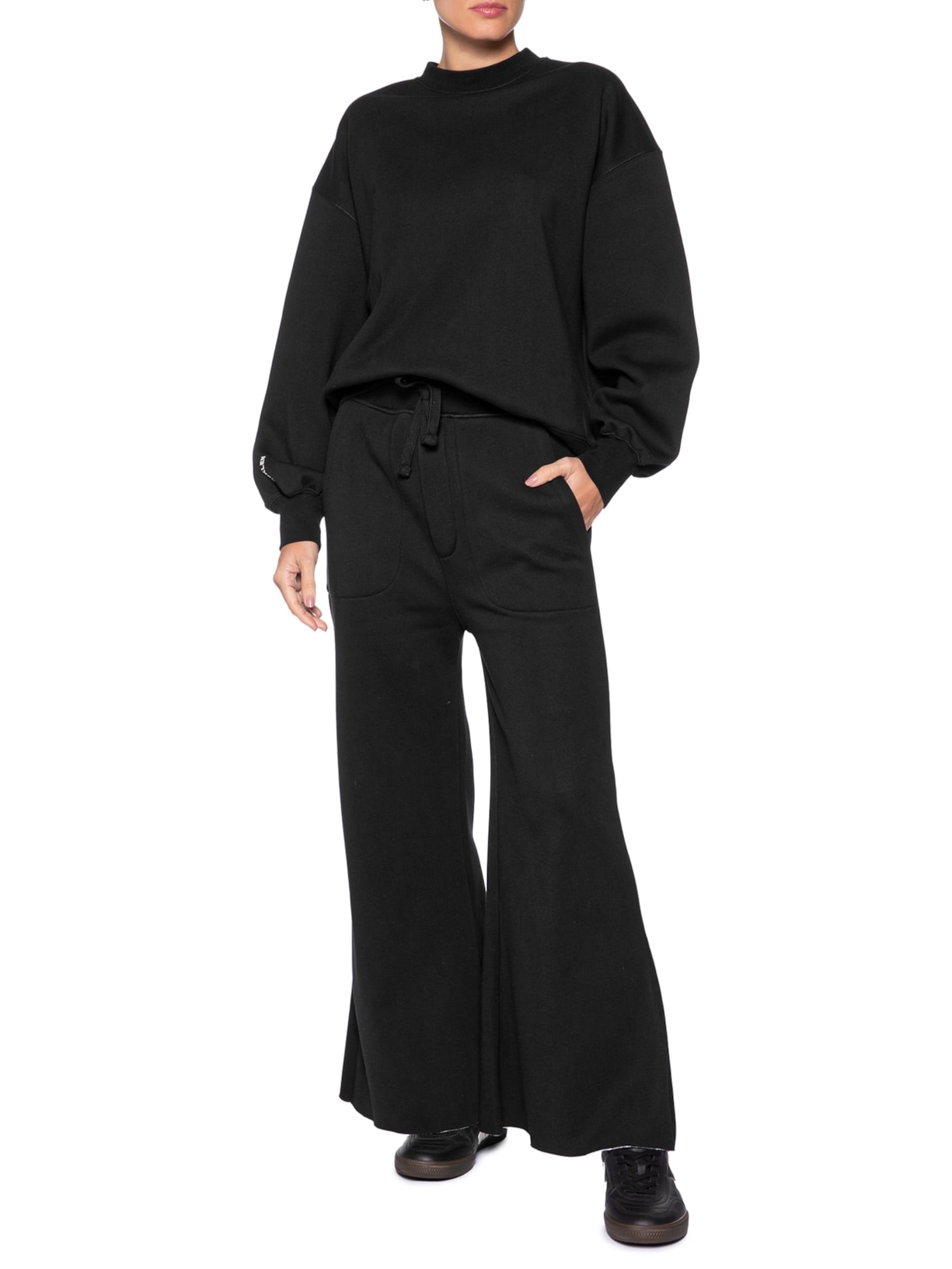 Calça Feminina Double Moletom Fleece Preto Osklen