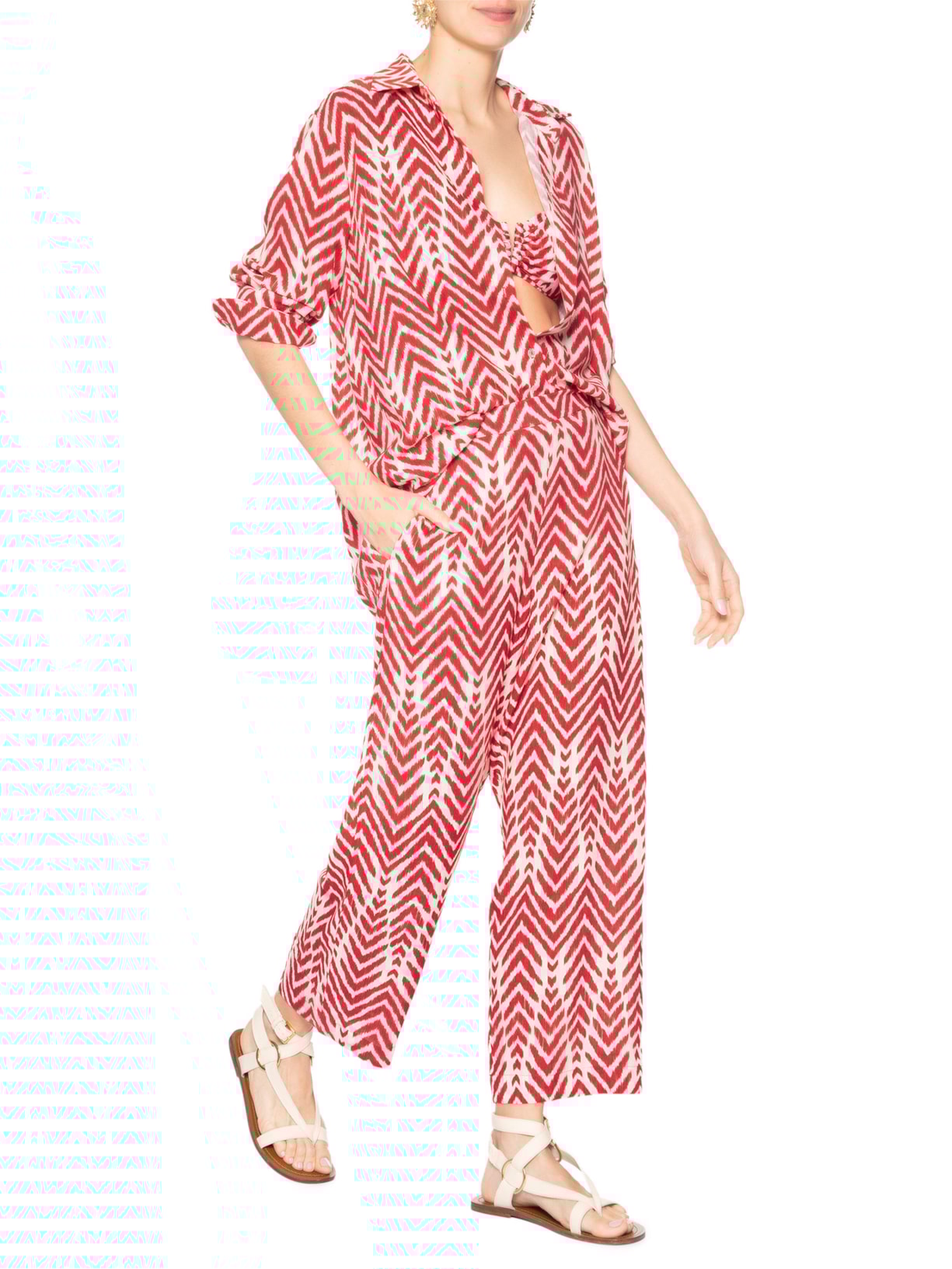 Calça Feminina Elástico Costas Vermelho Lenny Niemeyer