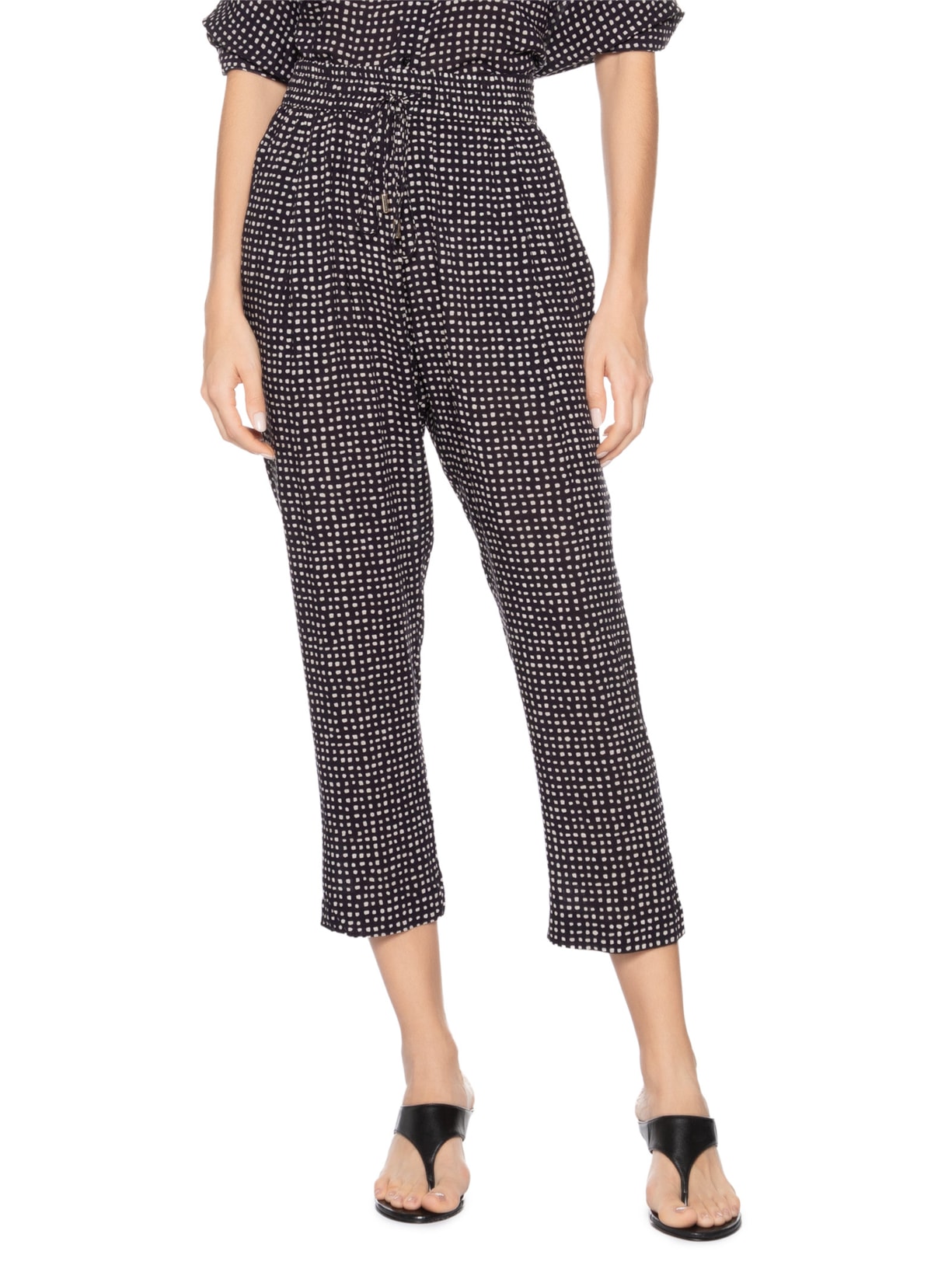 Calça Feminina Elástico Pregas Preto Lenny Niemeyer