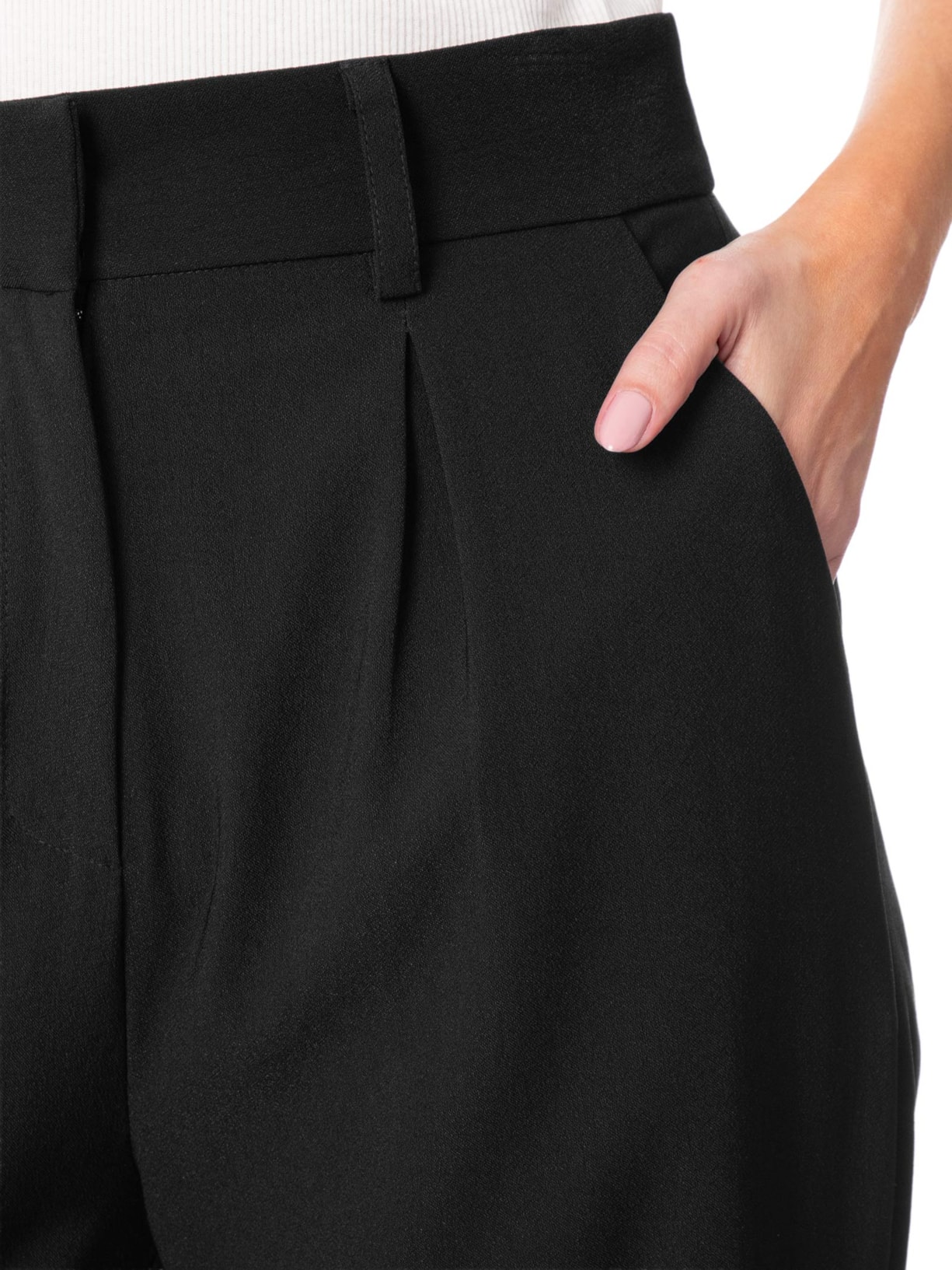 Calça Feminina Em Alfaiataria Cintura Alta Preto '2Essential