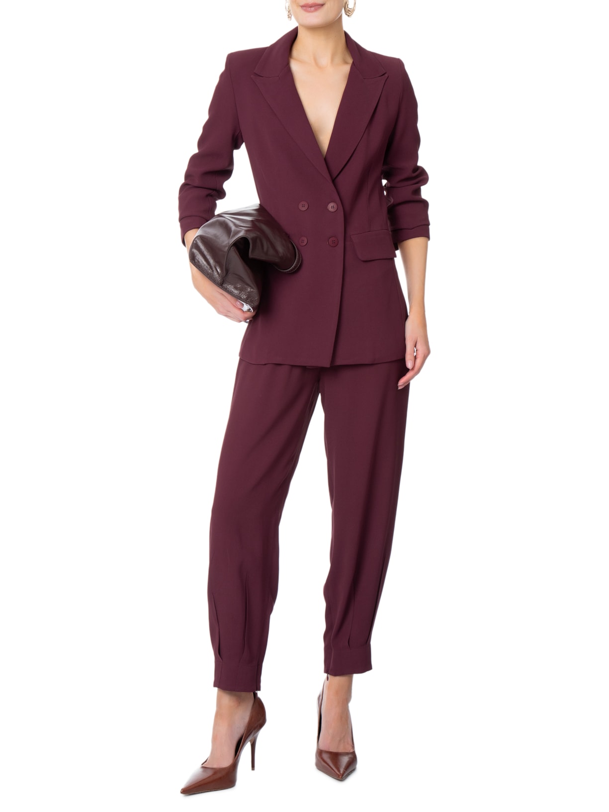 Calça Feminina Em Alfaiataria Cintura Alta Roxo '2Essential