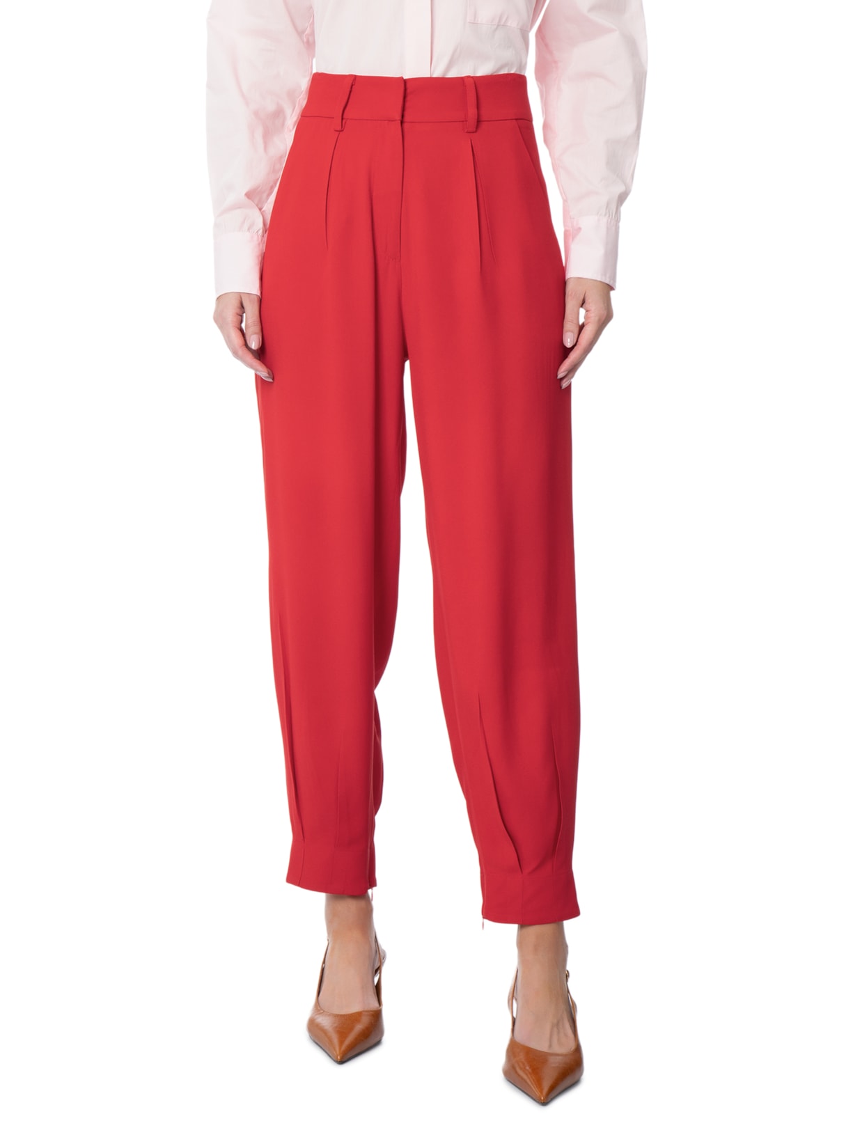 Calça Feminina Em Alfaiataria Cintura Alta Vermelho '2Essential