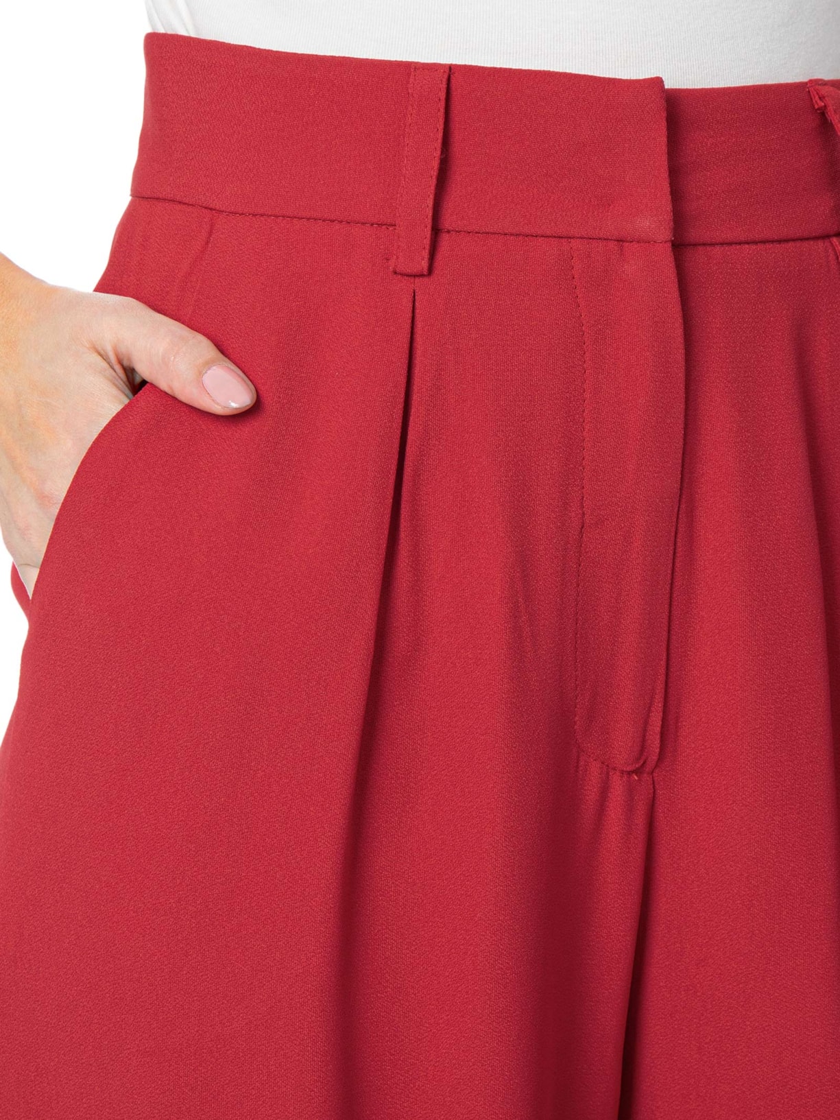 Calça Feminina Em Alfaiataria Cintura Alta Vermelho Escuro '2Essential