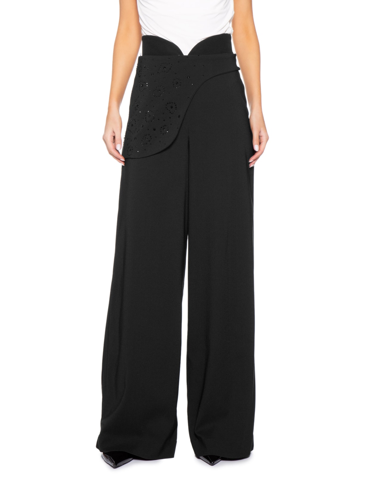 Calça Feminina Em Crepe Preto Caroline Perino