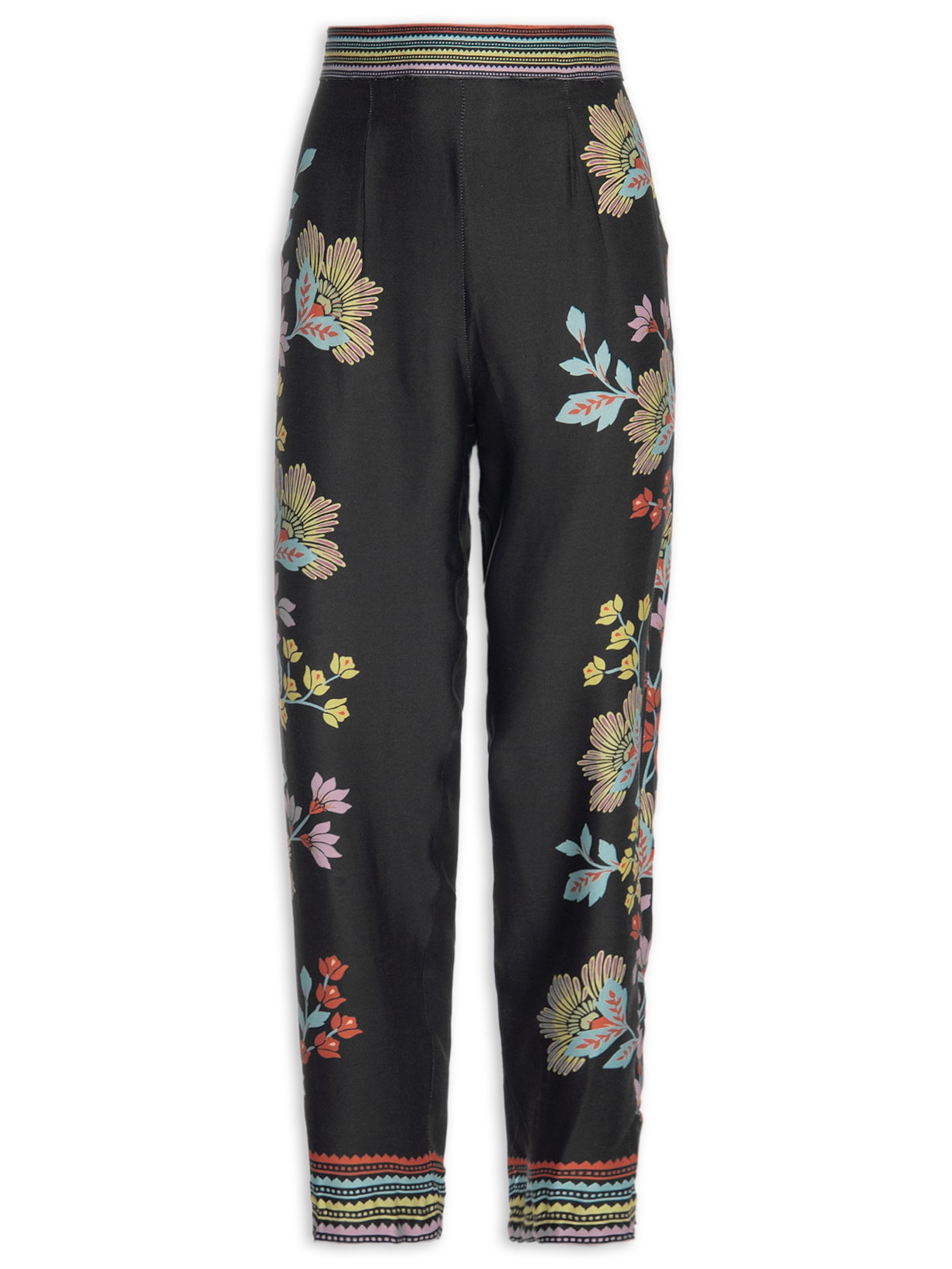 Calça Feminina Em Flor - Preto