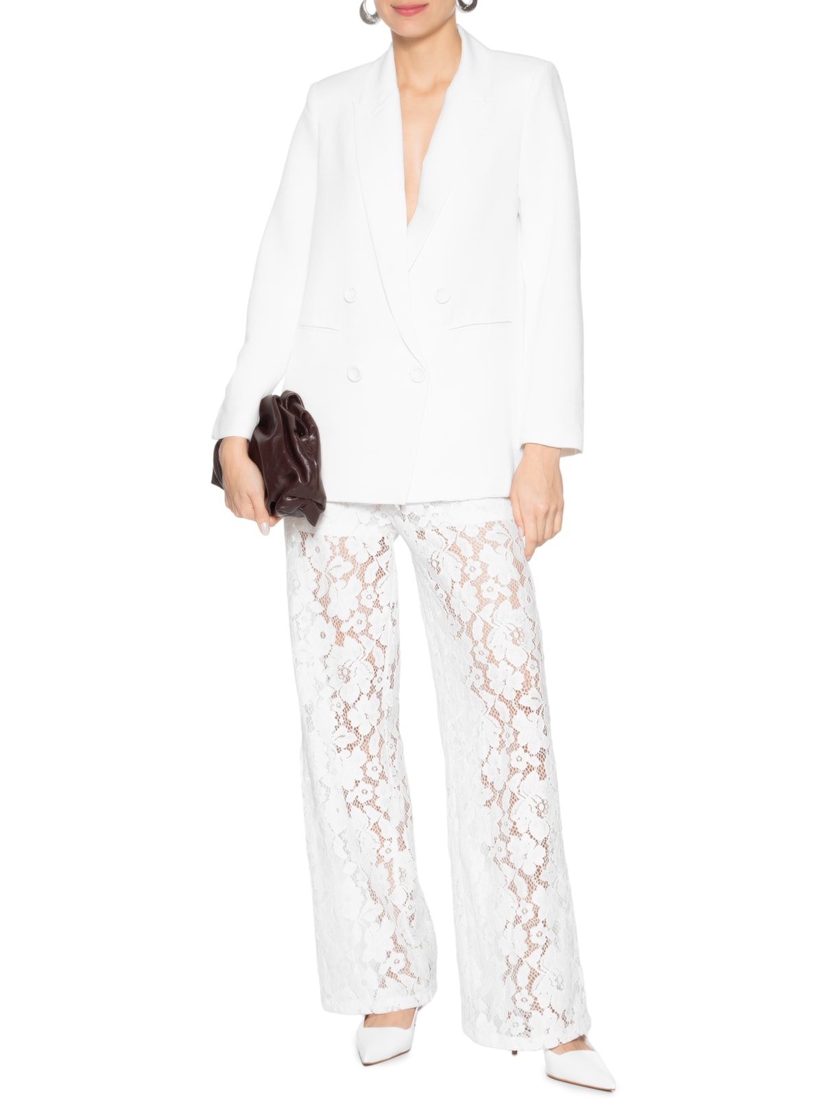 Calça Feminina Em Renda Branco Market 33