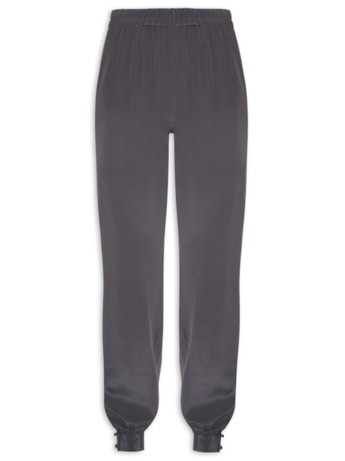 Calça Feminina Em Seda Pura - Cinza