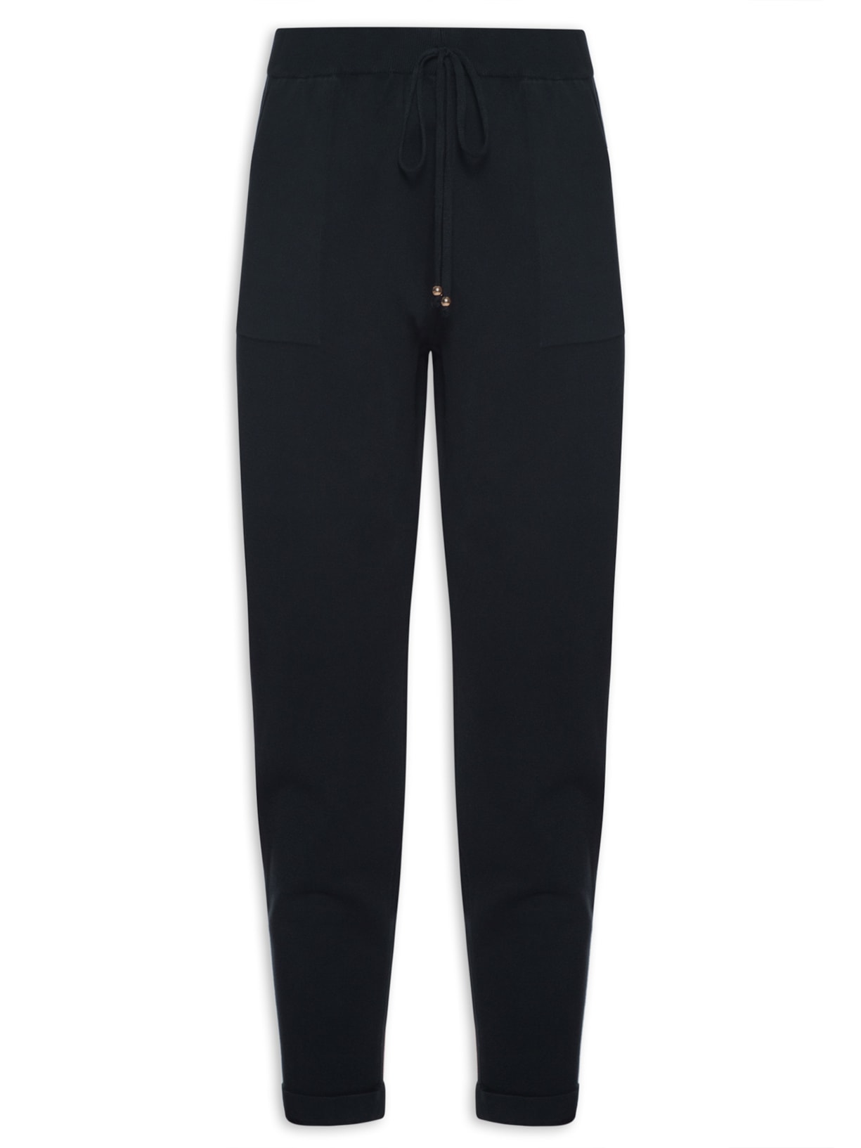 Calça Feminina Em Tricô com Barra Italiana - Azul