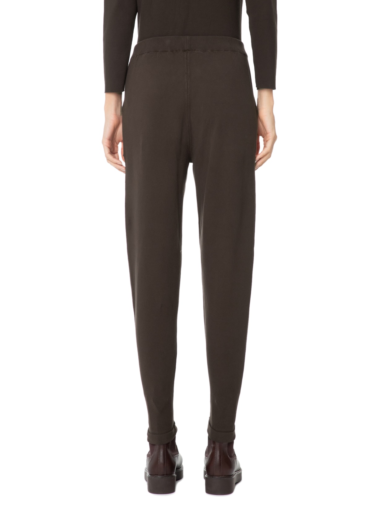 Calça Feminina em Tricot com Barra Italiana Marrom Anselmi