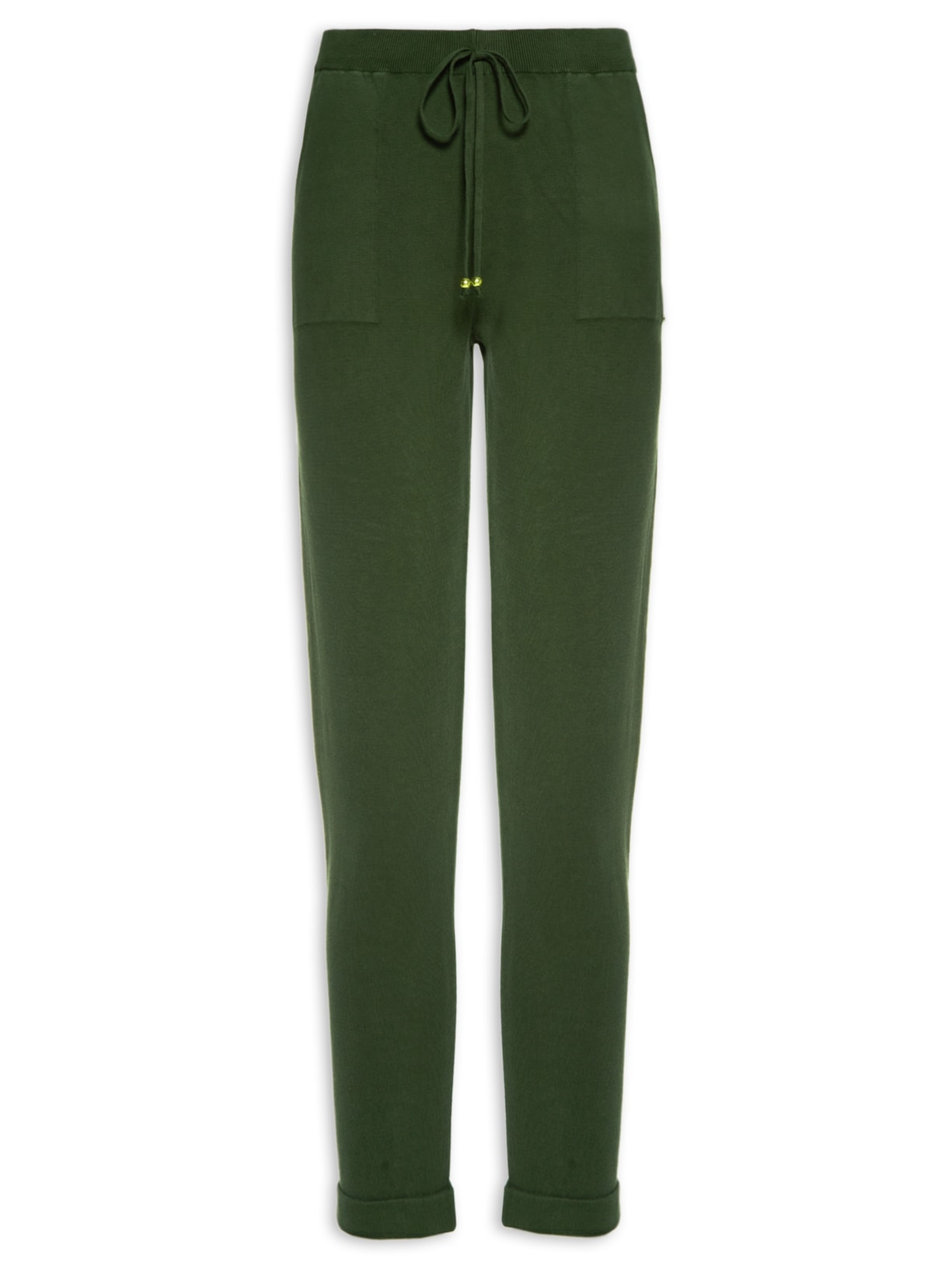 Calça Feminina Em Tricot Com Barra Italiana - Verde