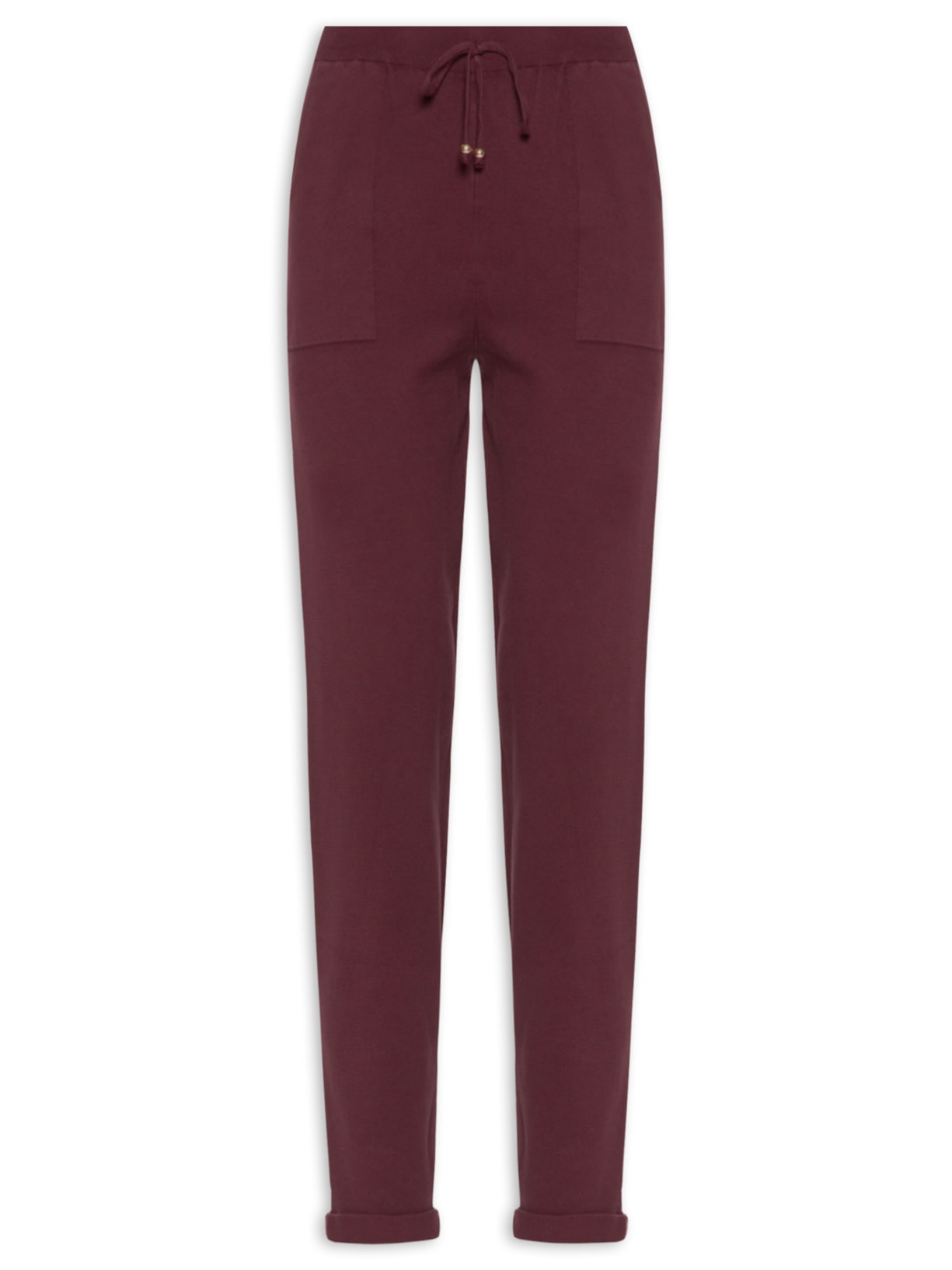Calça Feminina Em Tricot Com Barra Italiana - Vinho