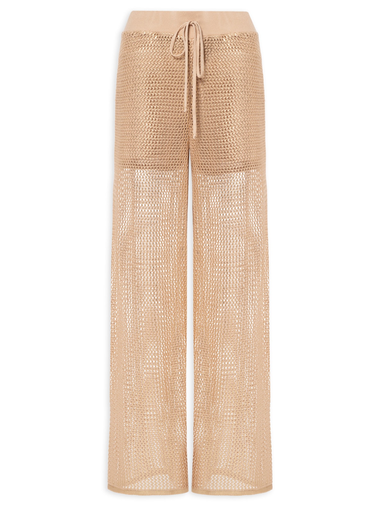 Calça Feminina Em Tricot Com Foil - Dourado