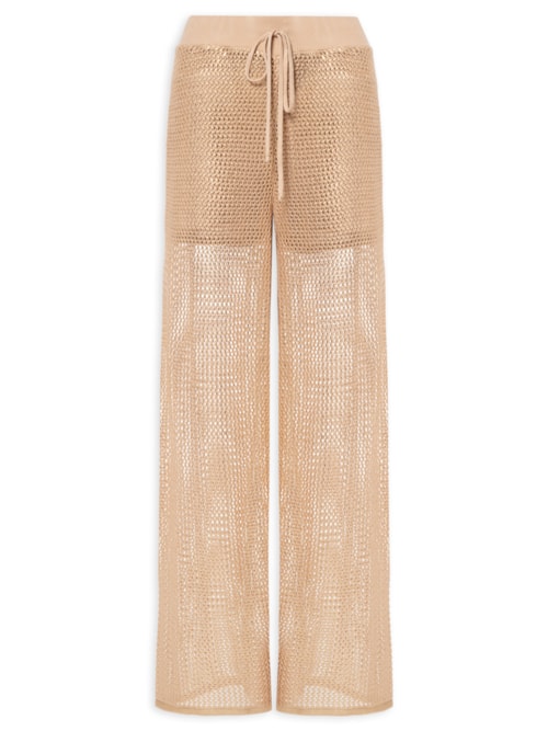 Calça Feminina Em Tricot Com Foil - Dourado