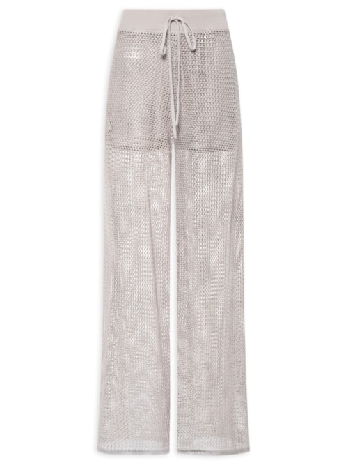 Calça Feminina Em Tricot Com Foil - Prata