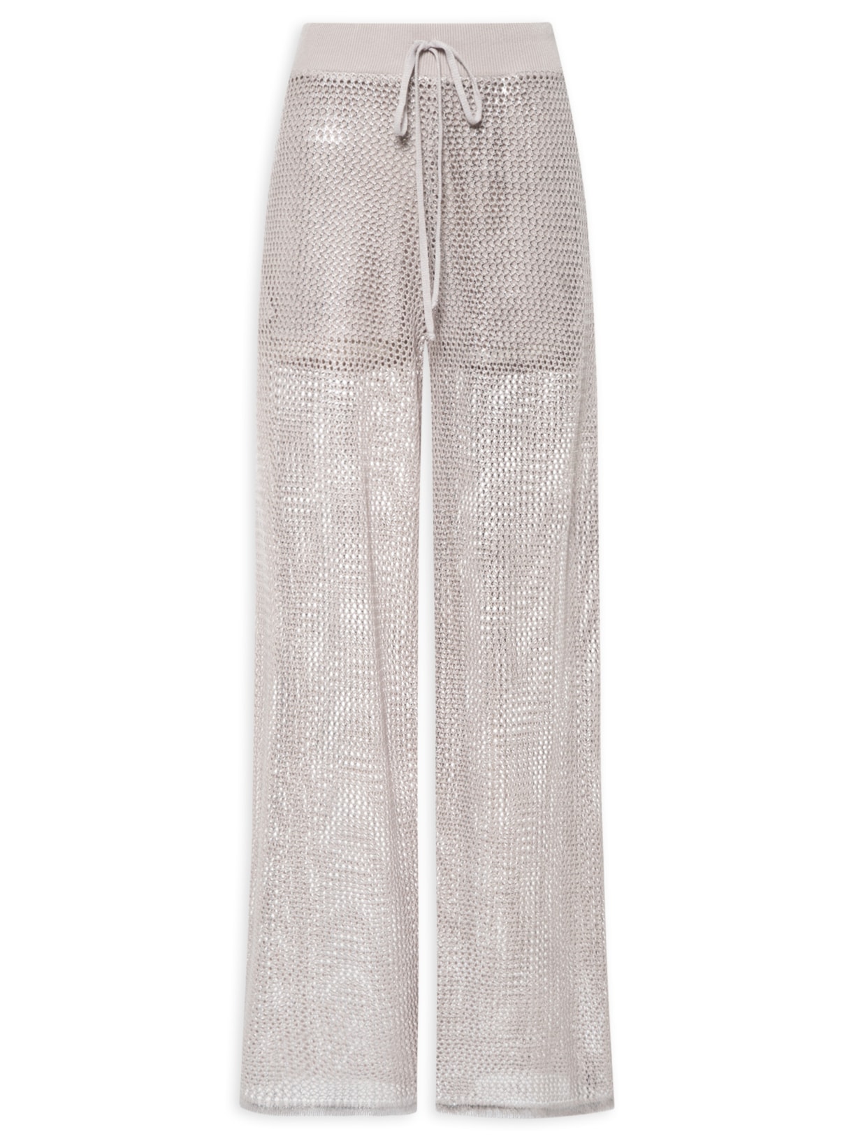 Calça Feminina Em Tricot Com Foil - Prata