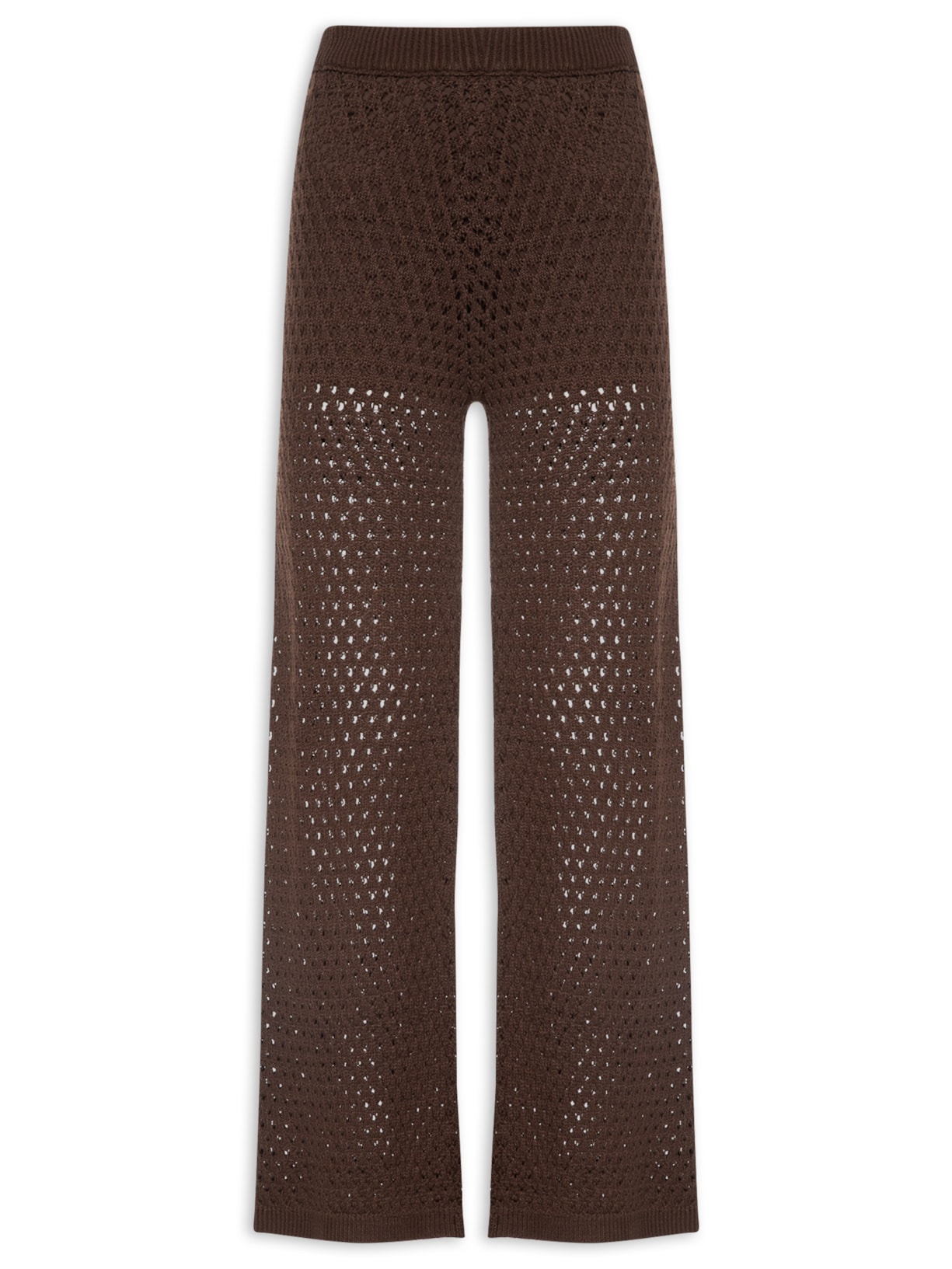 Calça Feminina Em Tricot Marrom Market 33