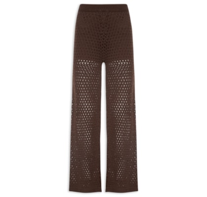 Calça Feminina Em Tricot - Marrom