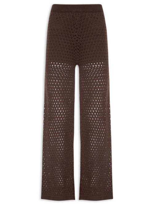 Calça Feminina Em Tricot - Marrom
