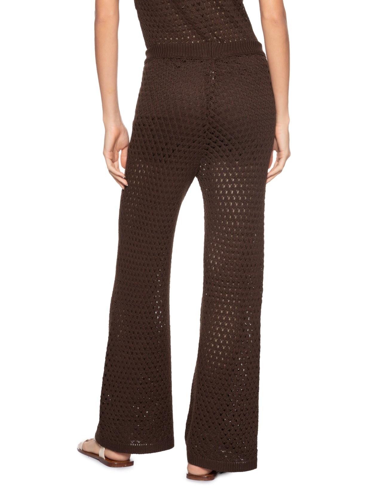 Calça Feminina Em Tricot Marrom Market 33