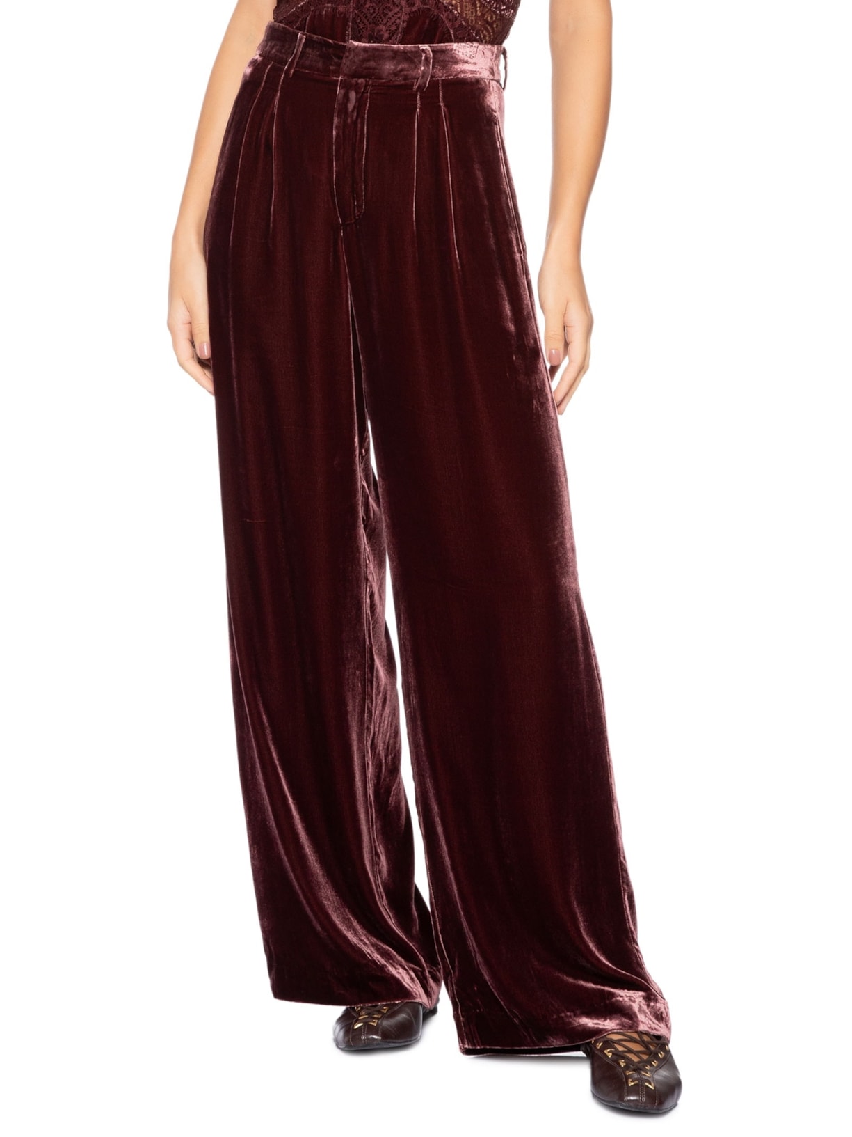 Calça Feminina Em Veludo Boho Roxo Animale