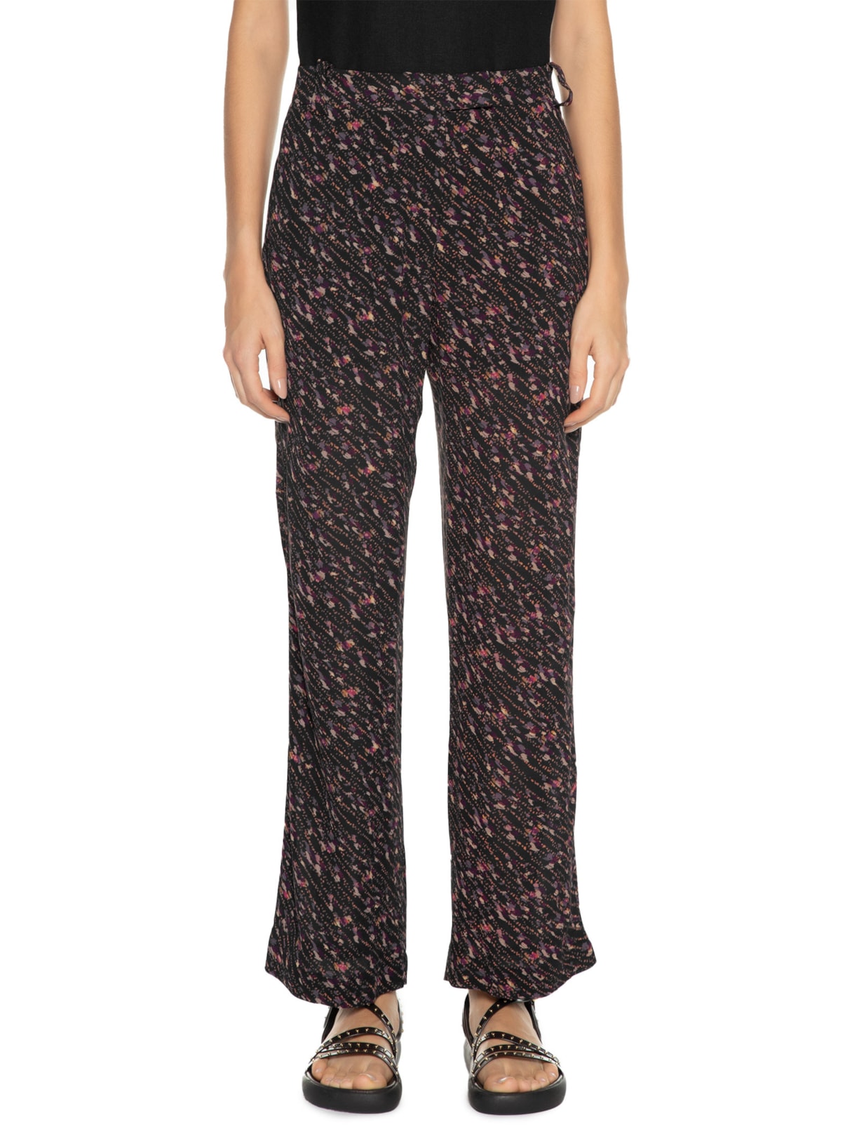 Calça Feminina Estampa Caicos Preto Maria Filó