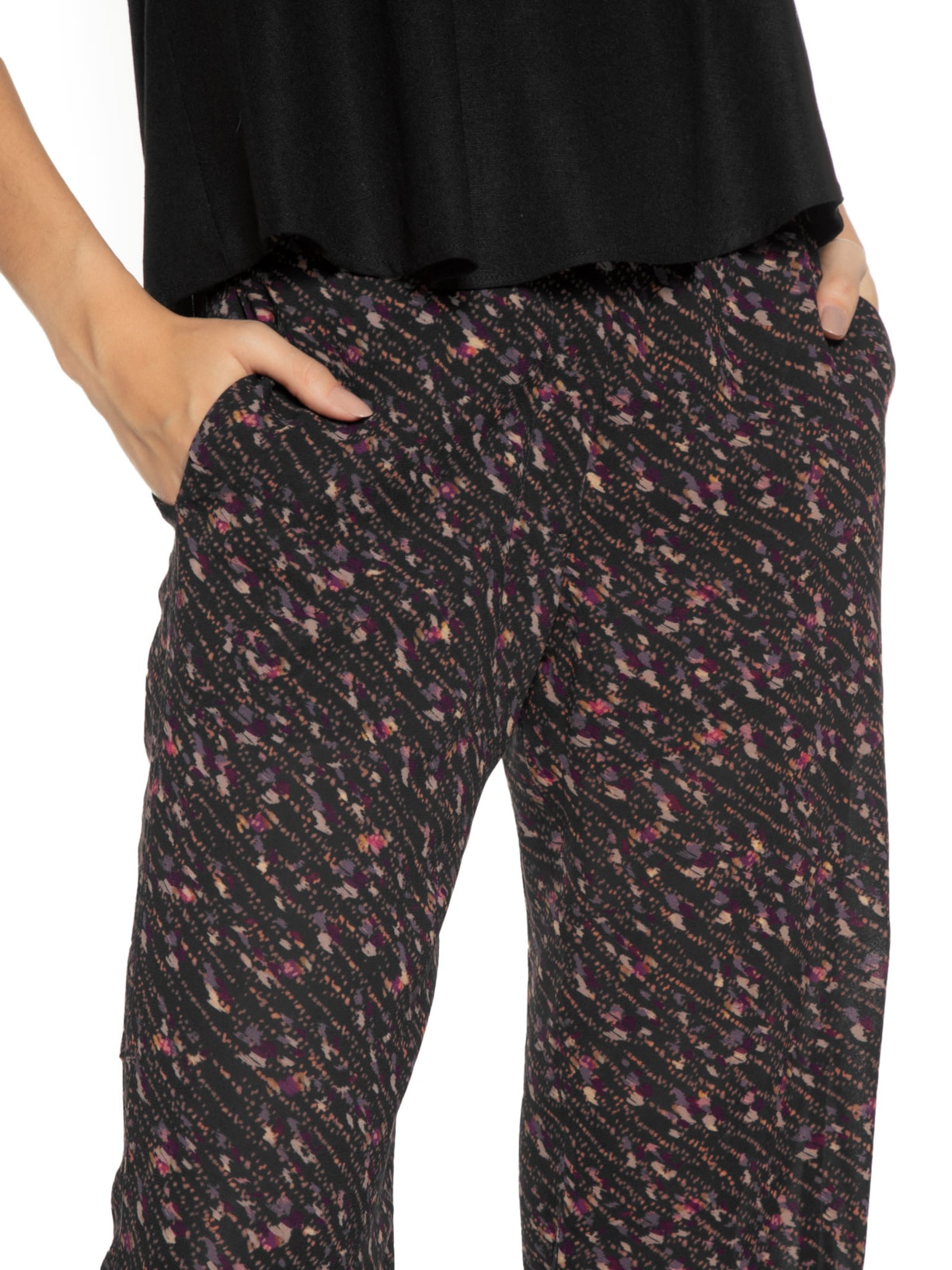 Calça Feminina Estampa Caicos Preto Maria Filó