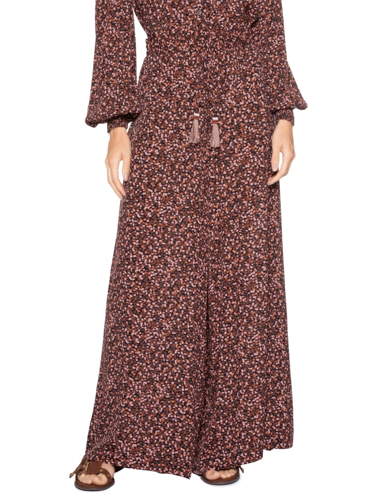 Calça Feminina Estampa Céu Noturno Marrom Dress To