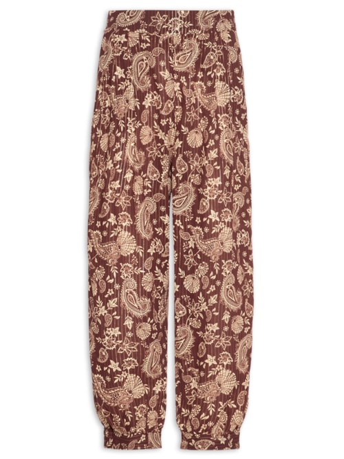 Calça Feminina Estampa Coral - Marrom
