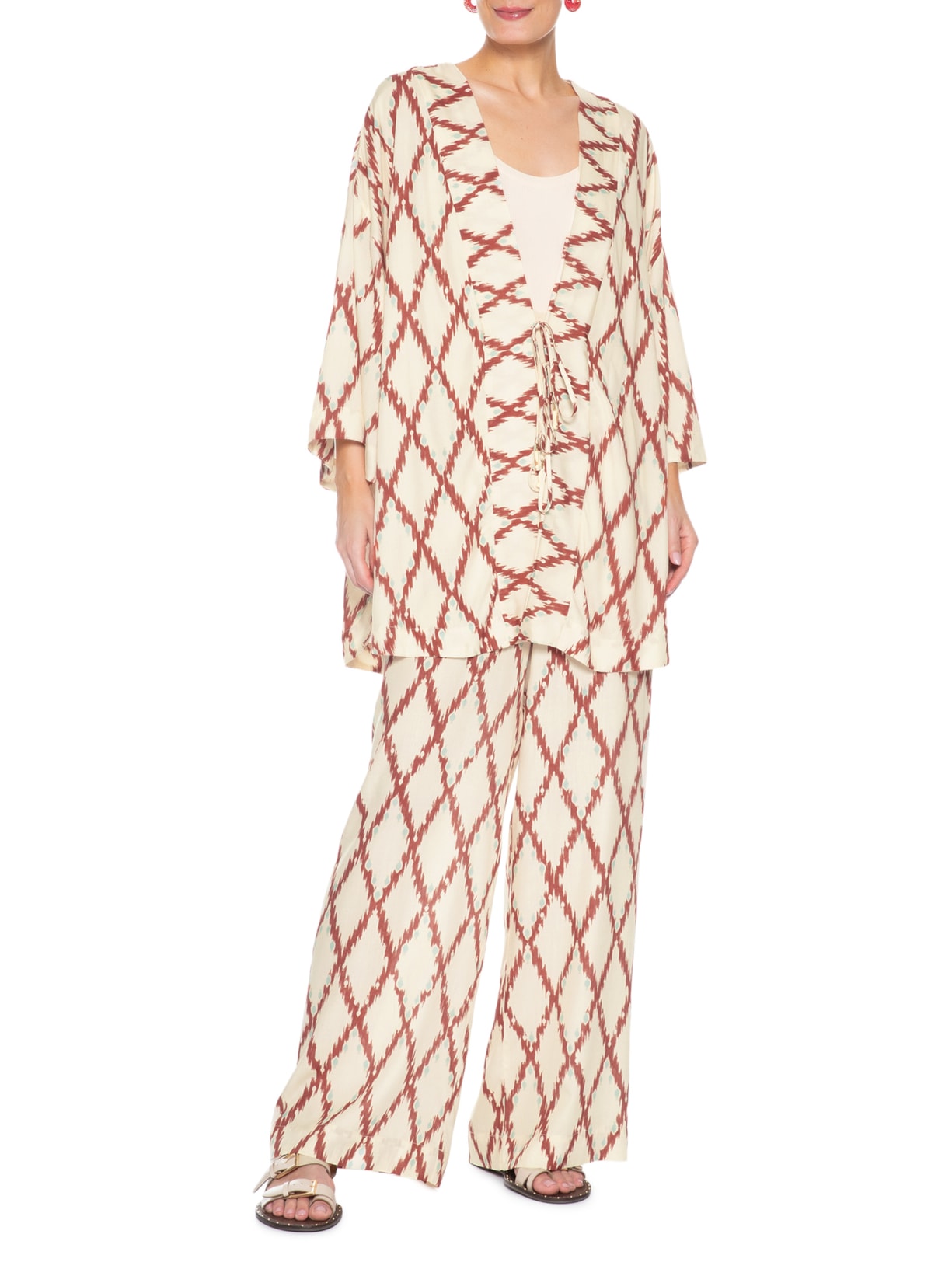 Calça Feminina Estampa Férias De Verão Vermelho Dress To